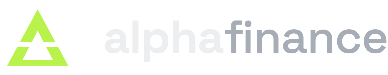 Alpha Finance logo for dark backgrounds